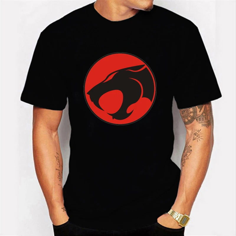 Camiseta luminosa ThunderCat para hombre, moda informal, manga corta, cuello redondo, ropa para hombre, camiseta hipster brillante ThunderCat