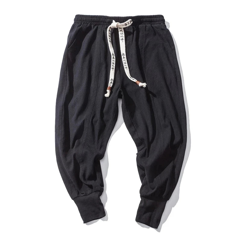 Pantalones harén de lino y algodón para hombre