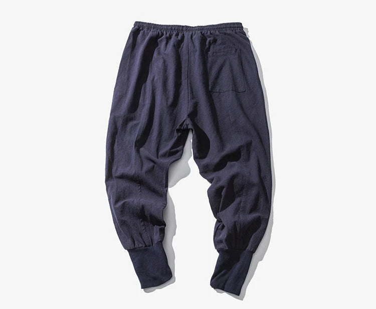 Pantalones harén de lino y algodón para hombre