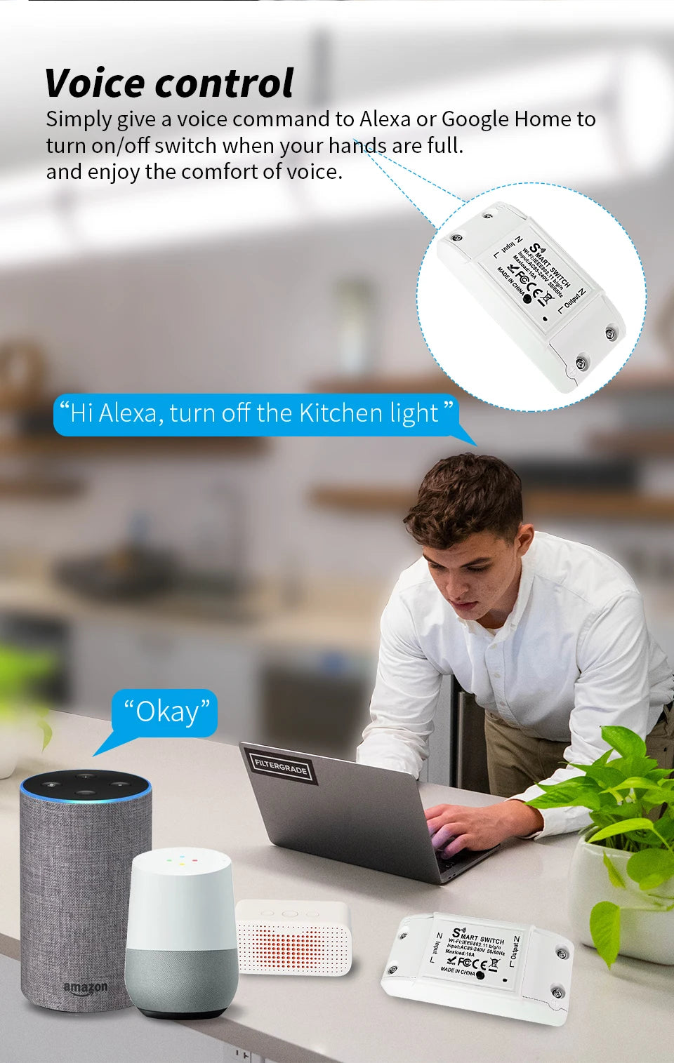 Tuya WiFi Smart Switch APP Wireless Controller Universal Breaker Timer Smart Life Work with LED Light Switch Alexa Accessories