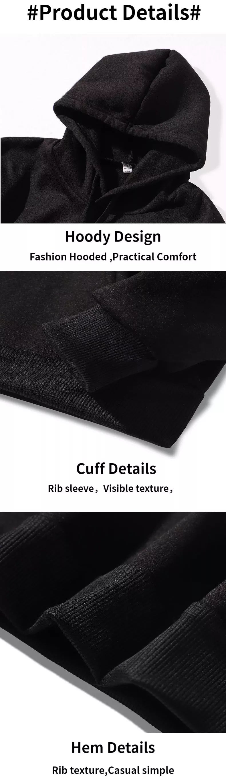 Sudadera con capucha y bolsillo con cuello redondo para hombre