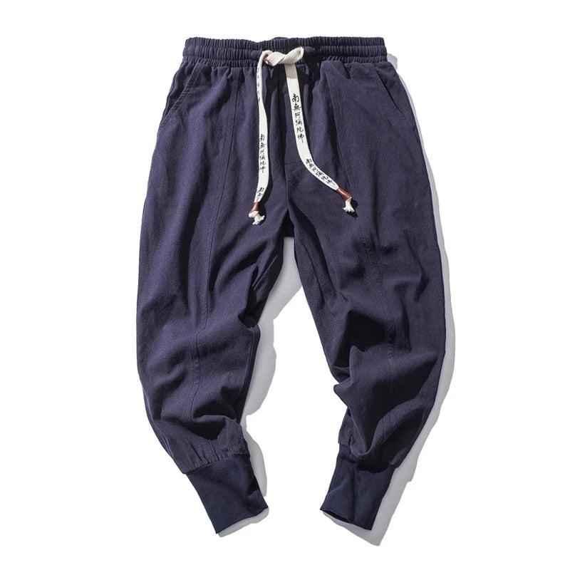Pantalones harén de lino y algodón para hombre
