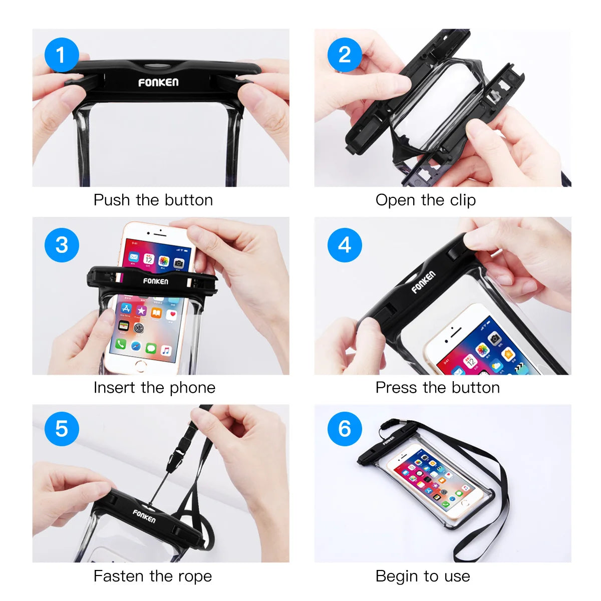 Estuche impermeable de vista completa para teléfono