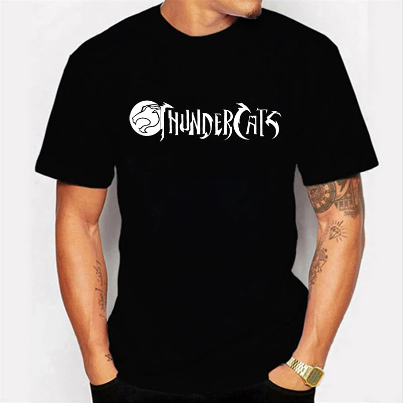Camiseta luminosa ThunderCat para hombre, moda informal, manga corta, cuello redondo, ropa para hombre, camiseta hipster brillante ThunderCat