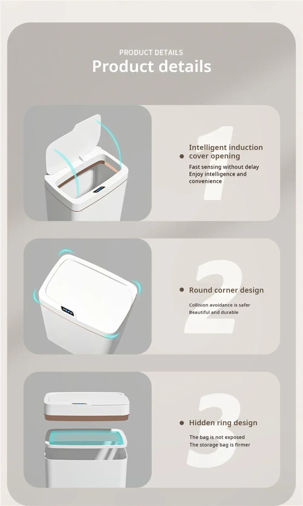 Smart bathroom trash can