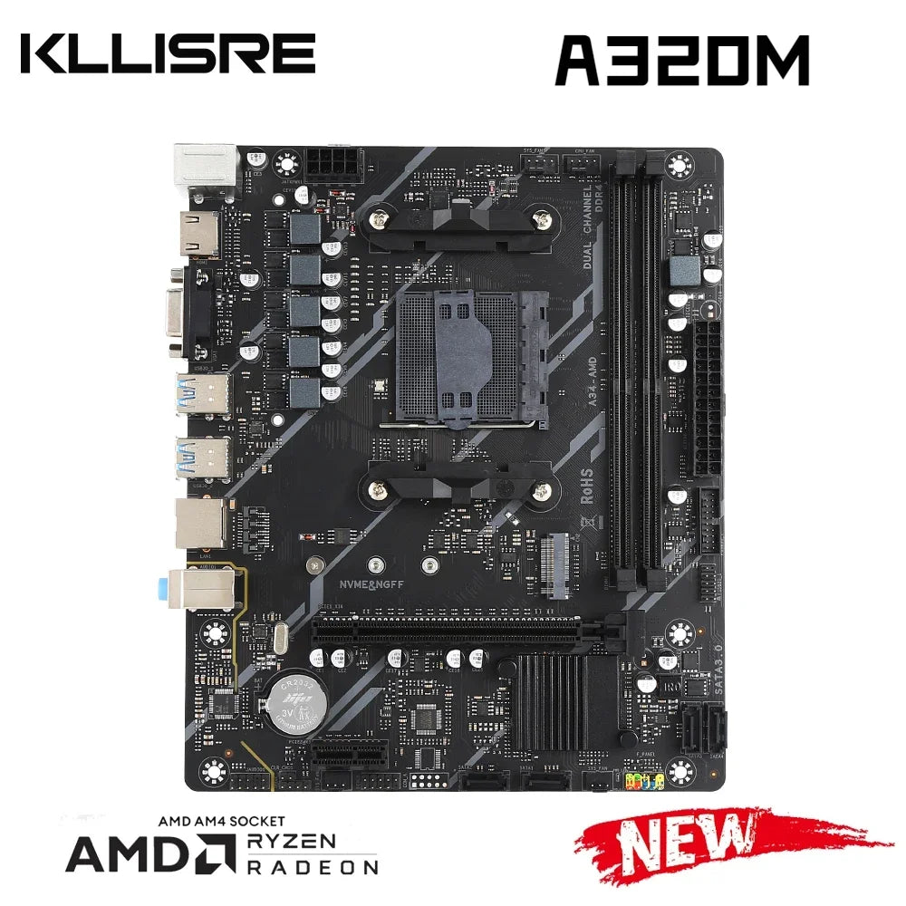 Kit Kllisre A320 CPU AMD Ryzen R5 2600 Memoria DDR4 16 GB 3200 MHz Placa base a320m