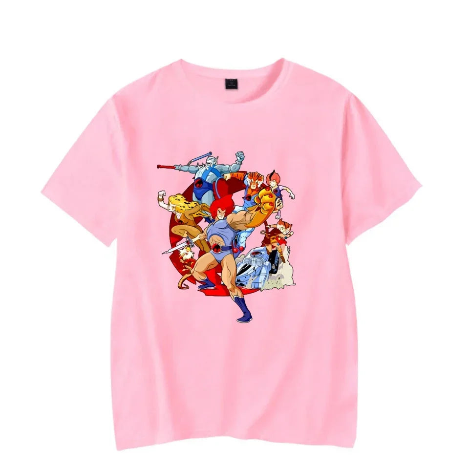 Camiseta luminosa ThunderCat para hombre, moda informal, manga corta, cuello redondo, ropa para hombre, camiseta hipster brillante ThunderCat