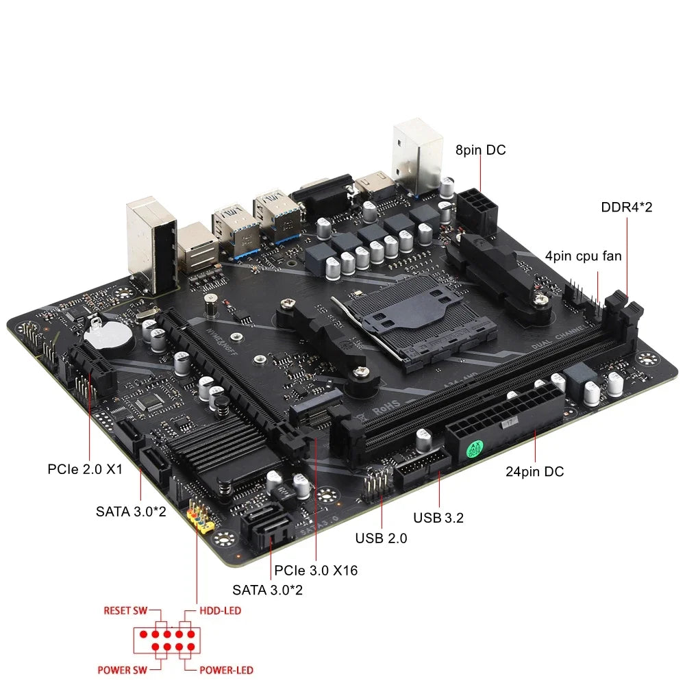 Kit Kllisre A320 CPU AMD Ryzen R5 2600 Memoria DDR4 16 GB 3200 MHz Placa base a320m