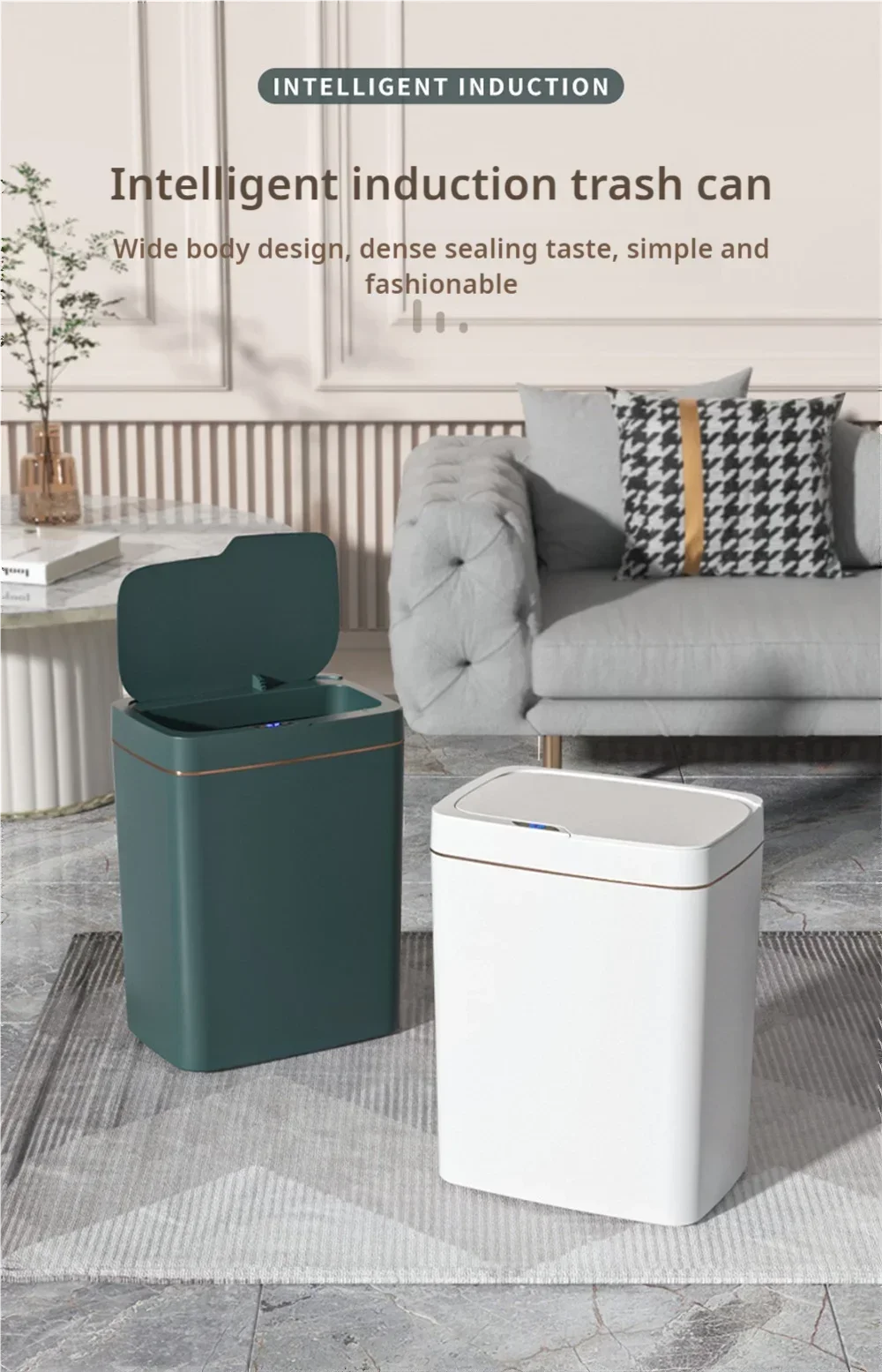 Smart bathroom trash can