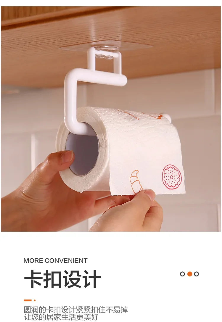 Kitchen Paper Roll Holder Cabinet Rag Hanging Holder Towel Hanger Toilet Paper Holders Rack Bar Shelf Tissue Holder