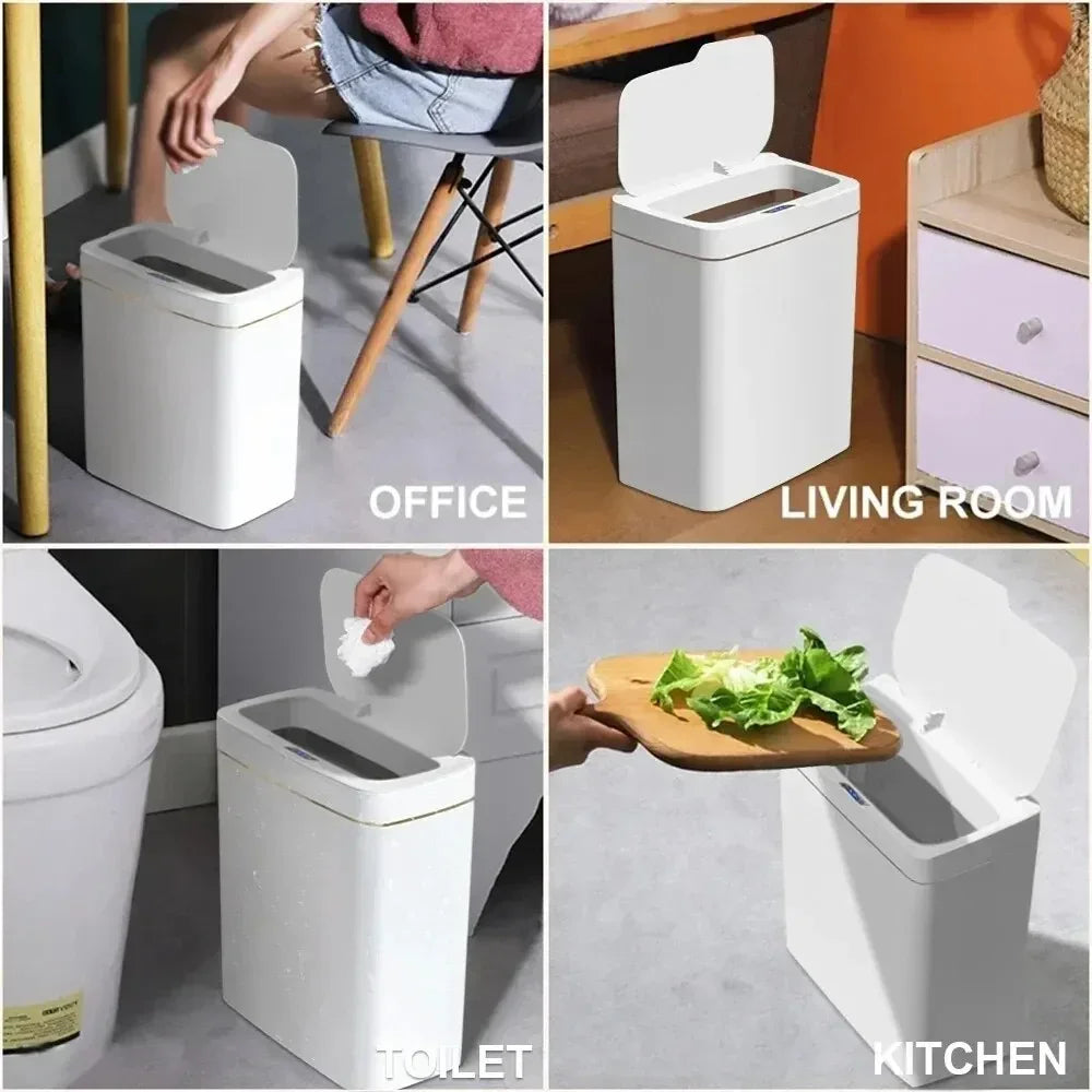 Smart bathroom trash can