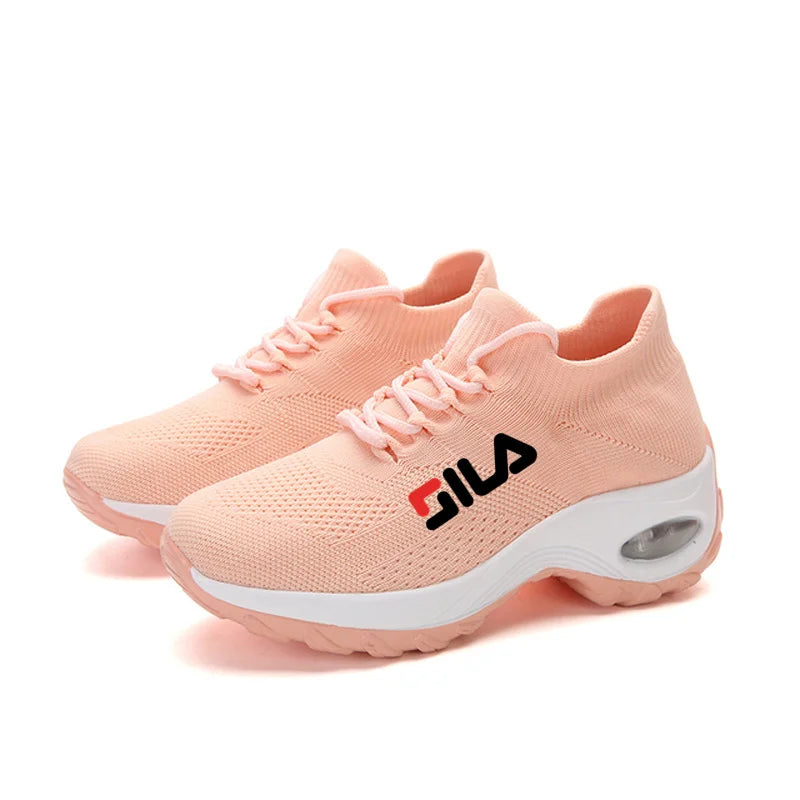 Zapatillas de tenis para mujer, de malla transpirable, con aumento de altura, sin cordones, para exteriores, con plataforma y suela gruesa