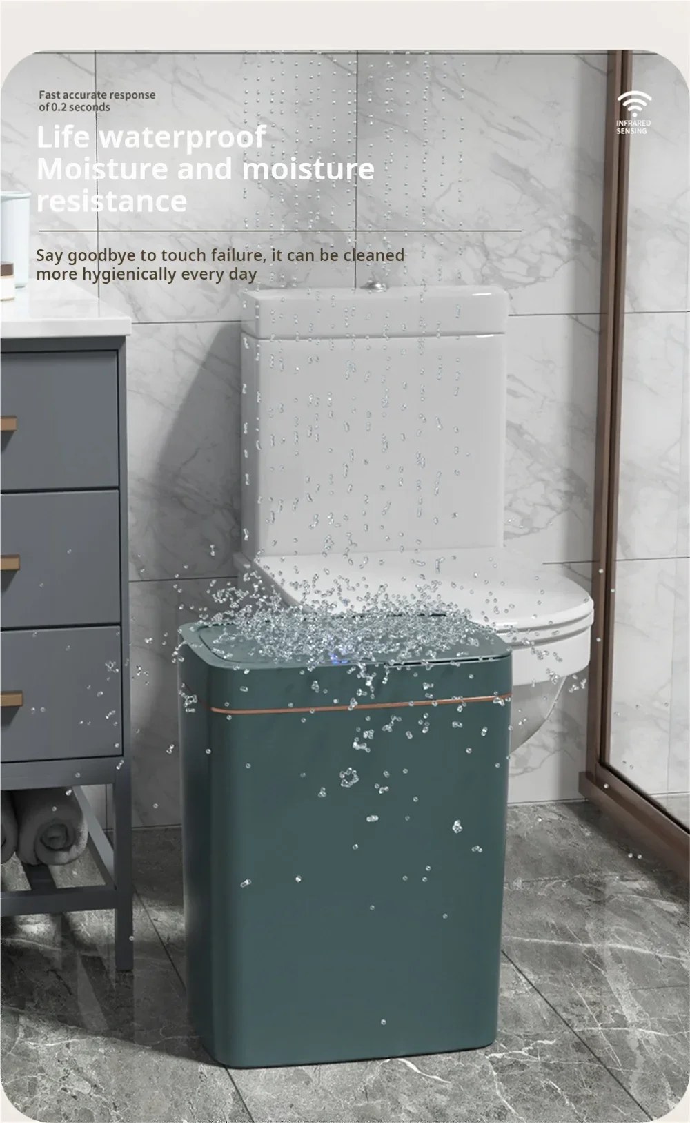 Smart bathroom trash can