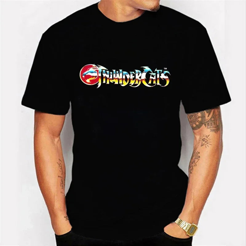 Camiseta luminosa ThunderCat para hombre, moda informal, manga corta, cuello redondo, ropa para hombre, camiseta hipster brillante ThunderCat