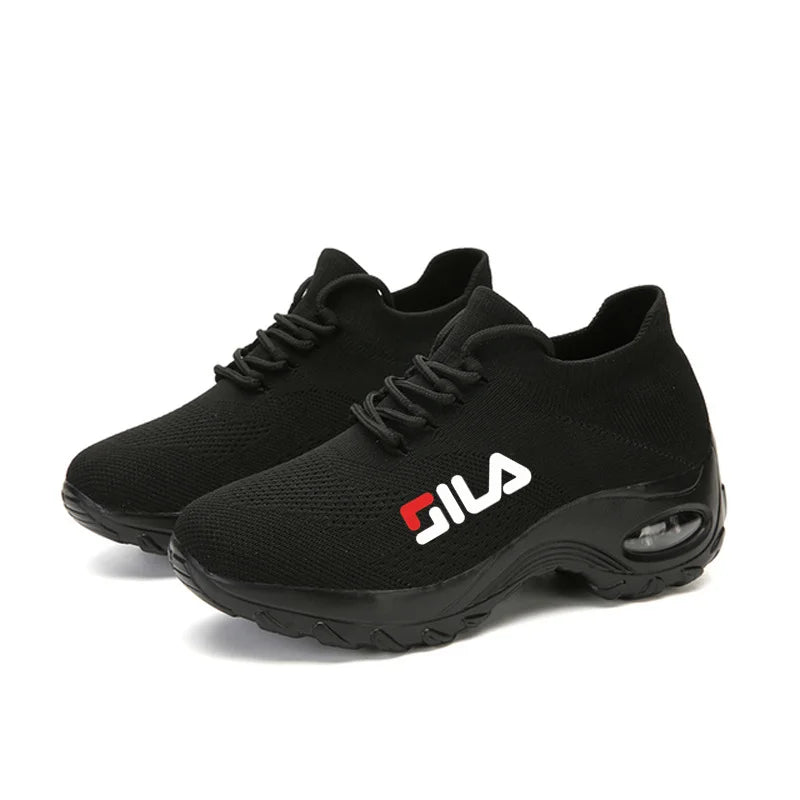 Zapatillas de tenis para mujer, de malla transpirable, con aumento de altura, sin cordones, para exteriores, con plataforma y suela gruesa