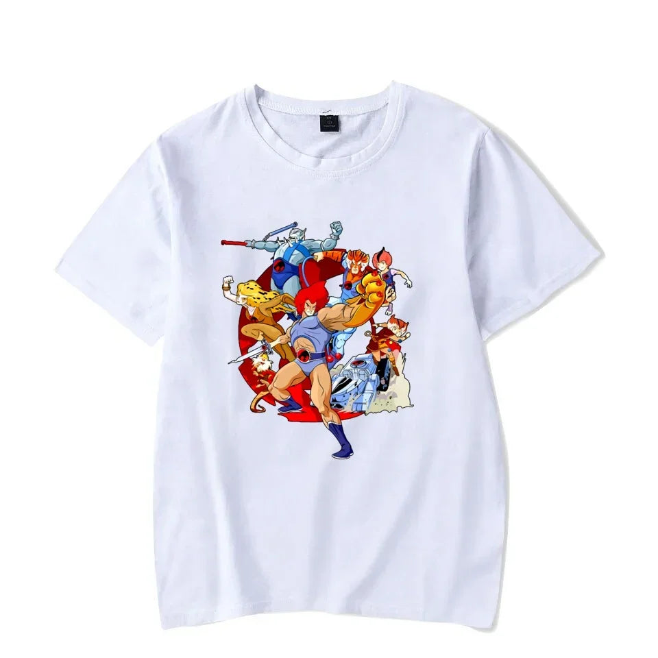 Camiseta luminosa ThunderCat para hombre, moda informal, manga corta, cuello redondo, ropa para hombre, camiseta hipster brillante ThunderCat
