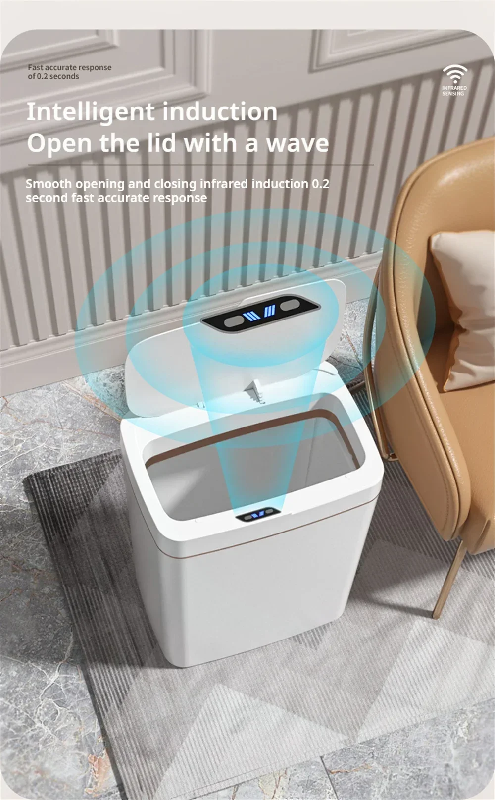 Smart bathroom trash can