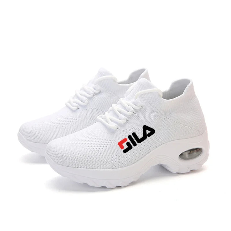 Zapatillas de tenis para mujer, de malla transpirable, con aumento de altura, sin cordones, para exteriores, con plataforma y suela gruesa