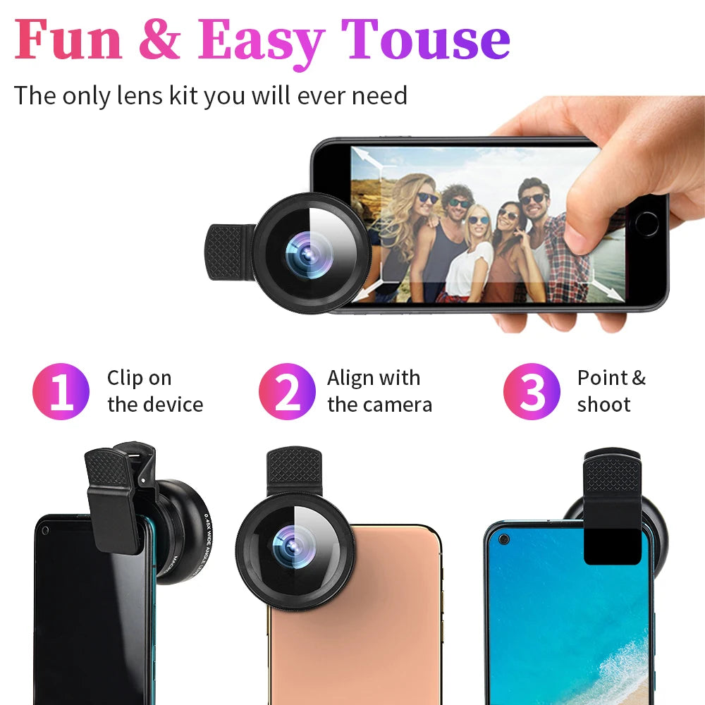 Clip de lente universal 2 en 1 de 37 mm para teléfono móvil