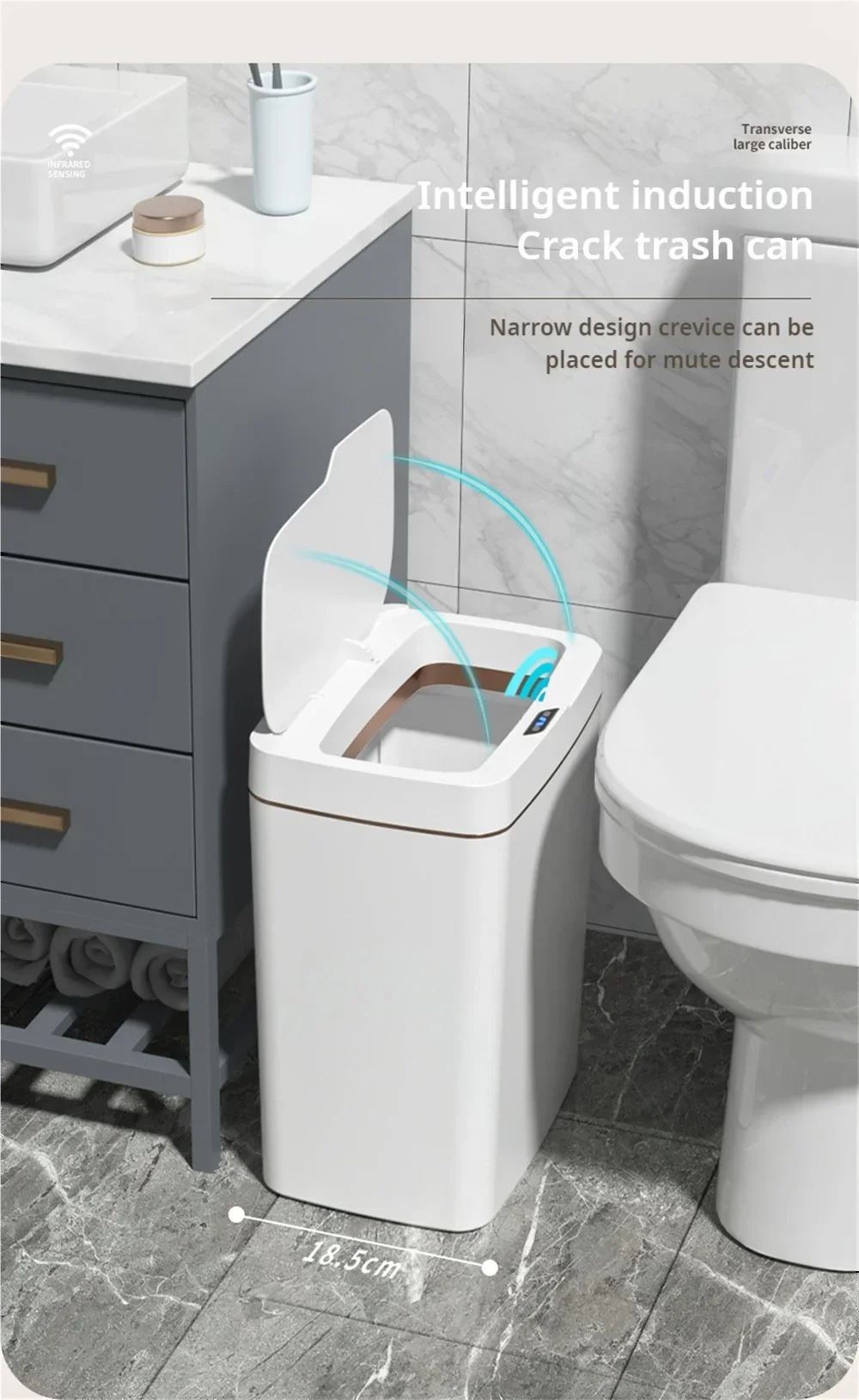 Smart bathroom trash can