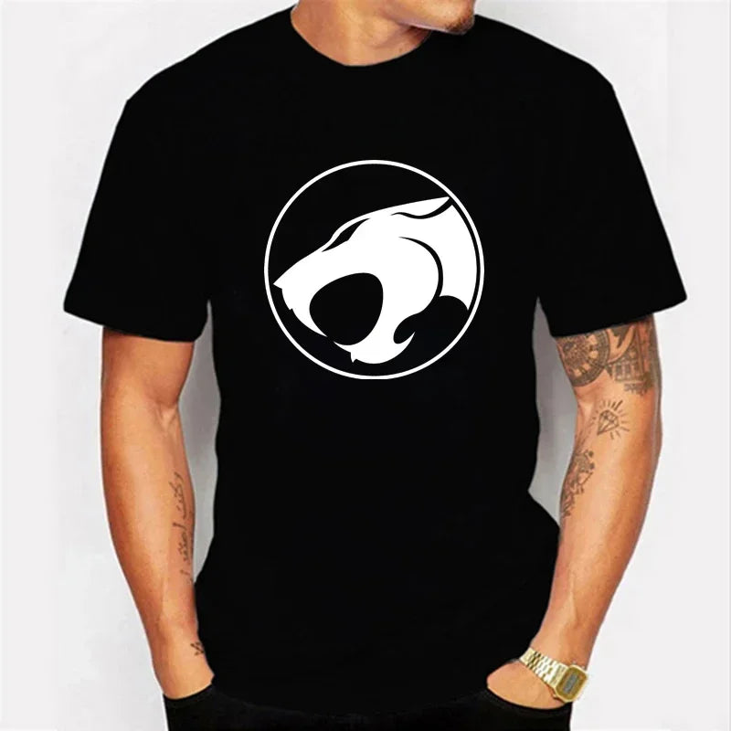 Camiseta luminosa ThunderCat para hombre, moda informal, manga corta, cuello redondo, ropa para hombre, camiseta hipster brillante ThunderCat