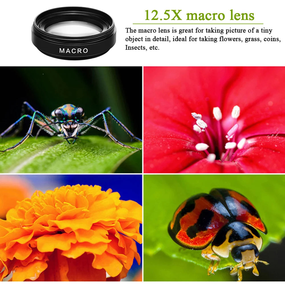 Clip de lente universal 2 en 1 de 37 mm para teléfono móvil