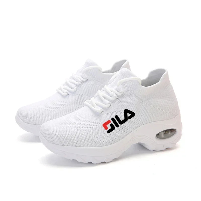 Zapatillas de tenis para mujer, de malla transpirable, con aumento de altura, sin cordones, para exteriores, con plataforma y suela gruesa