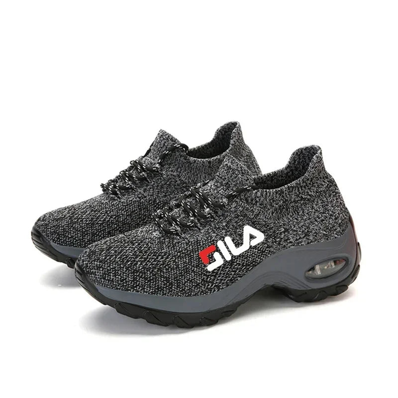 Zapatillas de tenis para mujer, de malla transpirable, con aumento de altura, sin cordones, para exteriores, con plataforma y suela gruesa