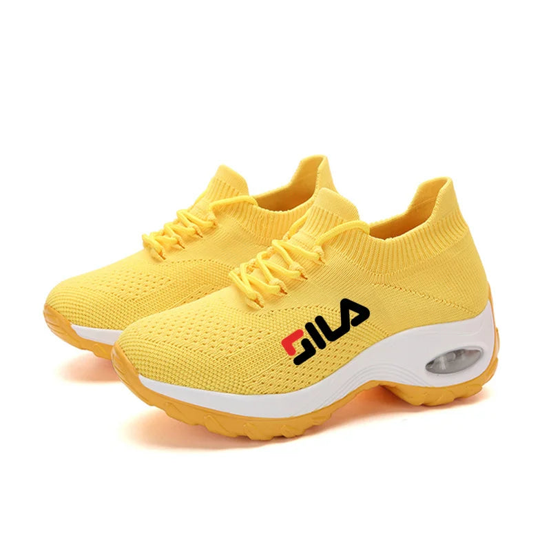 Zapatillas de tenis para mujer, de malla transpirable, con aumento de altura, sin cordones, para exteriores, con plataforma y suela gruesa