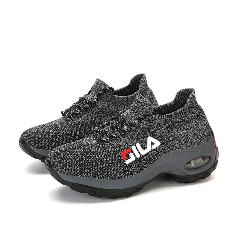 Zapatillas de tenis para mujer, de malla transpirable, con aumento de altura, sin cordones, para exteriores, con plataforma y suela gruesa