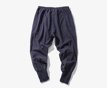 Pantalones harén de lino y algodón para hombre