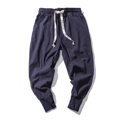 Pantalones harén de lino y algodón para hombre
