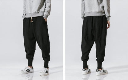 Pantalones harén de lino y algodón para hombre