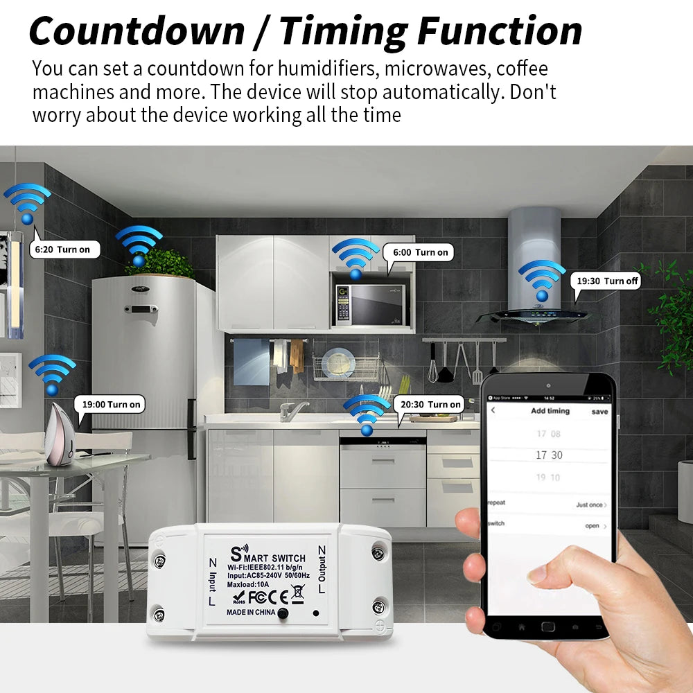 Tuya WiFi Smart Switch APP Wireless Controller Universal Breaker Timer Smart Life Work with LED Light Switch Alexa Accessories