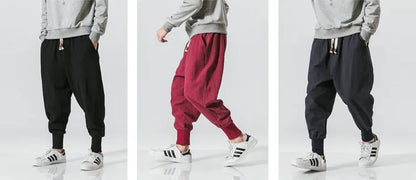 Pantalones harén de lino y algodón para hombre