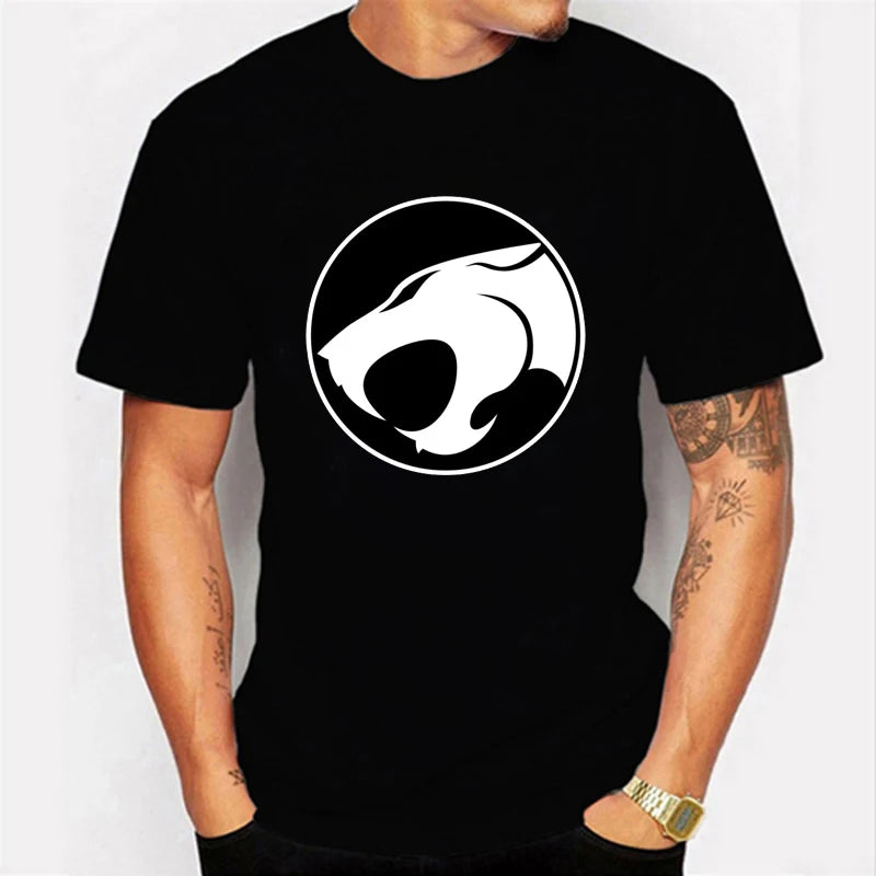 Camiseta luminosa ThunderCat para hombre, moda informal, manga corta, cuello redondo, ropa para hombre, camiseta hipster brillante ThunderCat