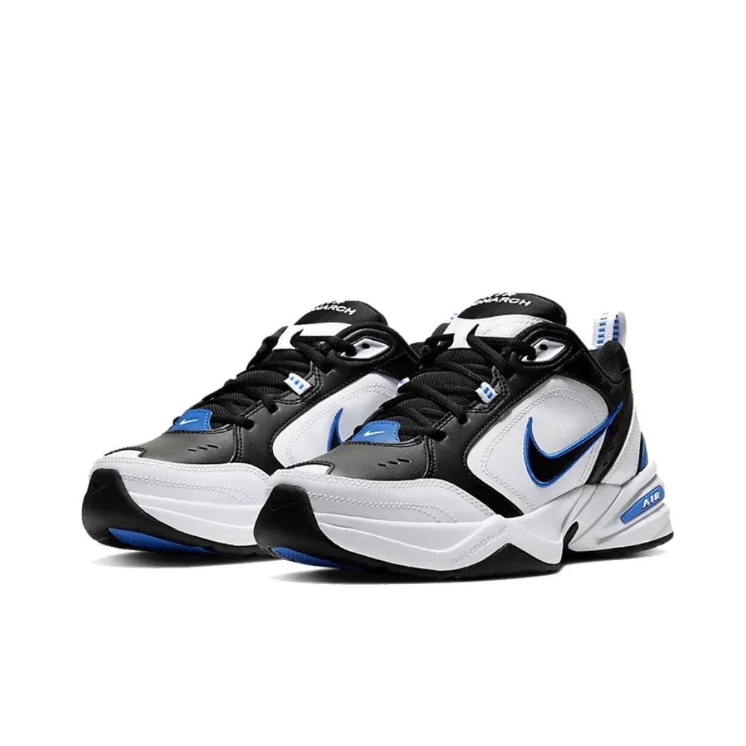 Zapatillas Nike Air Monarch 4 Low para hombre y mujer, clásicas, retro, informales, cómodas y acolchadas, color blanco y plateado