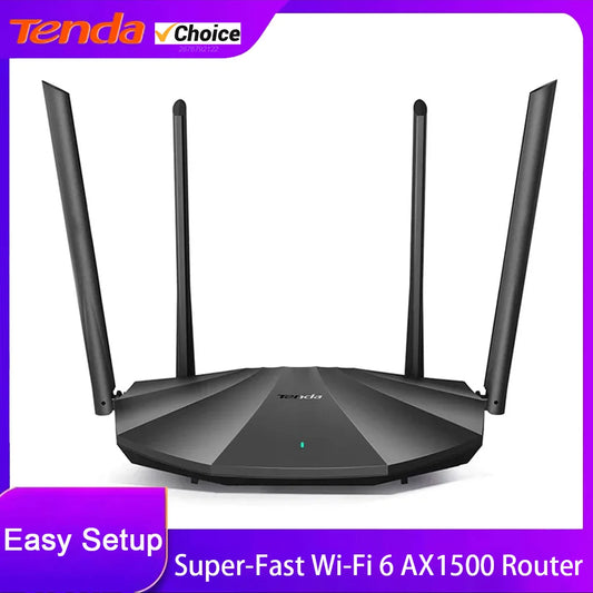 Enrutador WiFi inteligente Tenda WiFi6 AX1500, banda dual, Internet inalámbrico Gigabit