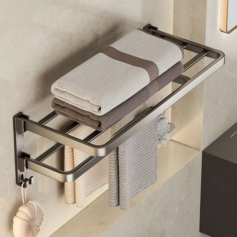 Toallero de baño plegable de 90 ° con ganchos