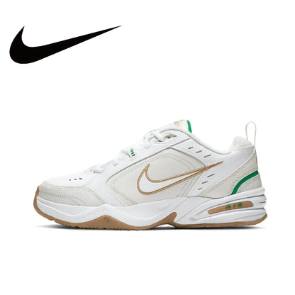 Zapatillas Nike Air Monarch 4 Low para hombre y mujer, clásicas, retro, informales, cómodas y acolchadas, color blanco y plateado