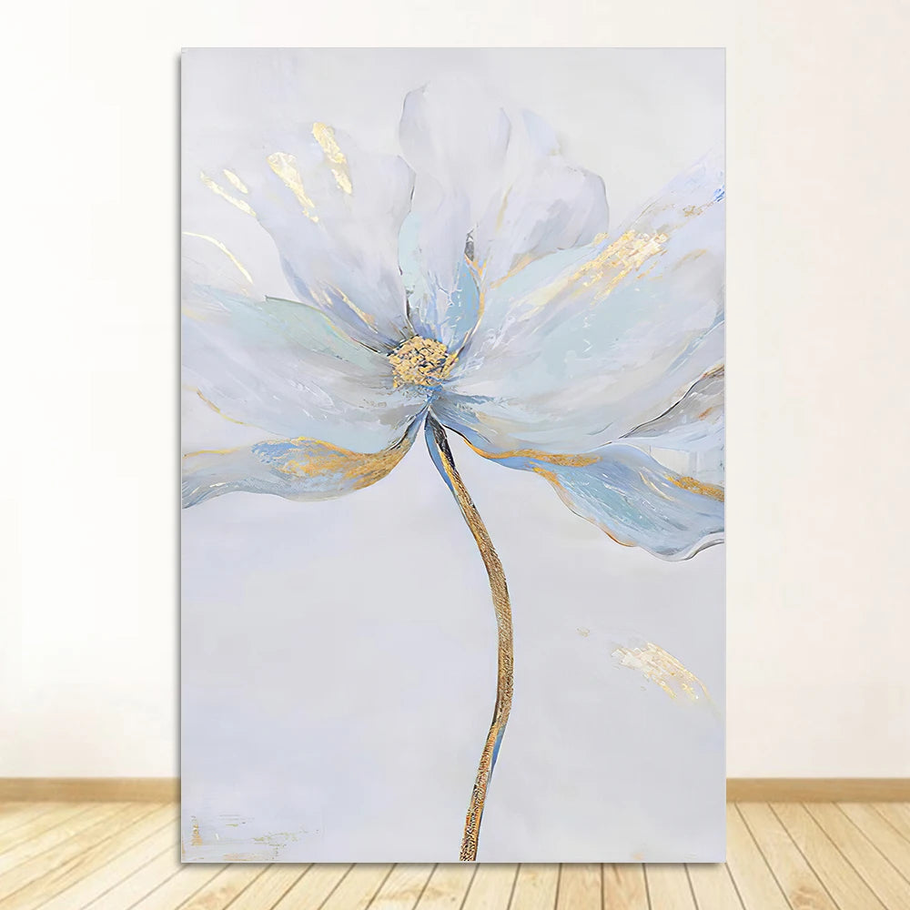 Lienzo con arte de flores escandinavas, pintura abstracta, impresión de plumas, imagen decorativa para sala de estar, póster de pared de decoración nórdica para el hogar