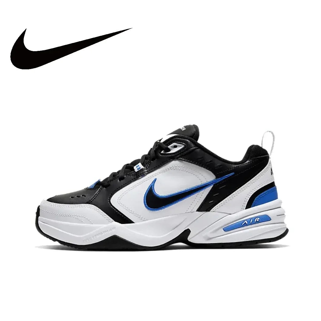 Zapatillas Nike Air Monarch 4 Low para hombre y mujer, clásicas, retro, informales, cómodas y acolchadas, color blanco y plateado