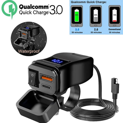 Cargador de motocicleta con doble USB QC3.0