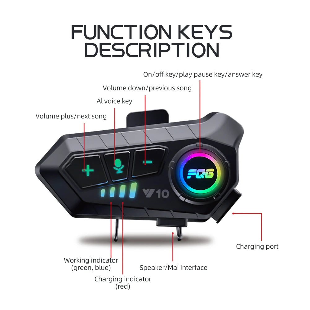 Auriculares para casco con Bluetooth 5.3