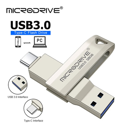 Memoria USB 3.0 de metal OTG tipo C, memoria USB