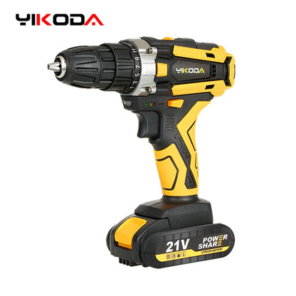 YIKODA 12/16.8/21V Electric Drill Rechargeable Cordless Screwdriver Lithium Battery Household Multi-function 2 Speed Power Tools