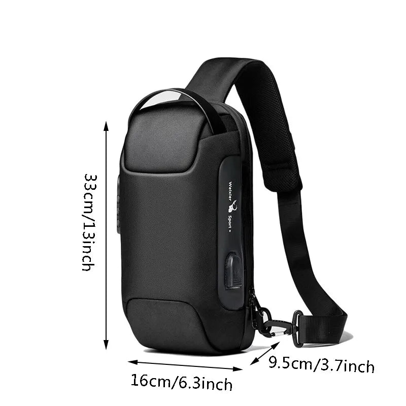 Bolso bandolera USB para hombre, antirrobo, impermeable