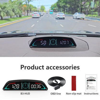 Velocímetro GPS HUD para automóvil inteligente HD OBD B3