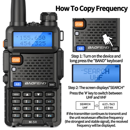 Baofeng M-5R Walkie Talkie de banda aérea de banda completa