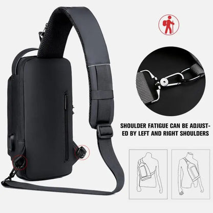 Bolso de pecho antirrobo para hombre, bandolera con carga USB